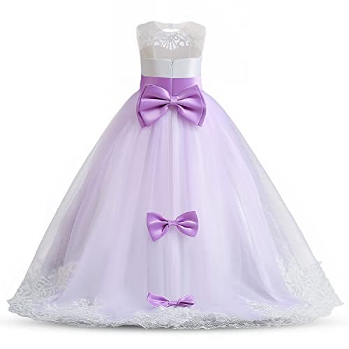 NNJXD Girls Princess Pageant Dress Kids Prom Ball Gowns Wedding Party Flower Dresses (7-8 Years, Purple 4) - Image 4