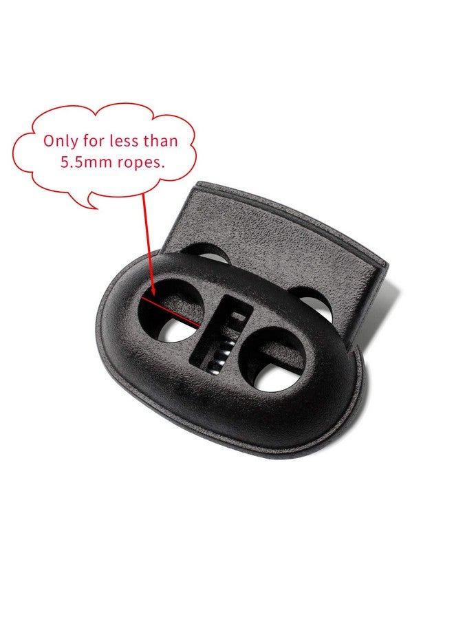DYZD Plastic Cord Locks Spring Toggle Stopper Double Hole Cord Locks For Drawstring Clothing Shoelaces Backpack Lanyard(10Pcs Black) - Image 3