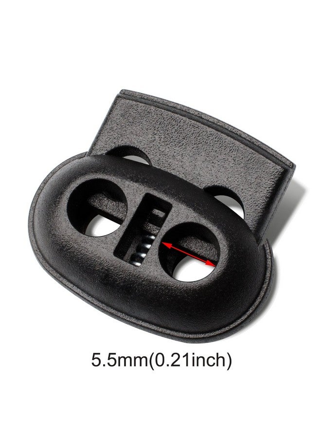 DYZD Plastic Cord Locks Spring Toggle Stopper Double Hole Cord Locks For Drawstring Clothing Shoelaces Backpack Lanyard(10Pcs Black) - Image 2
