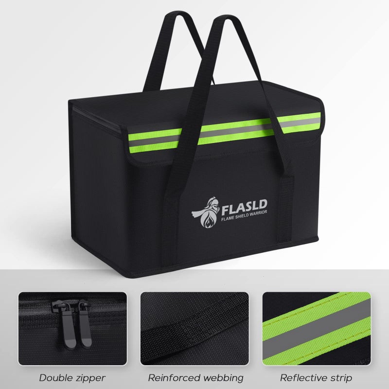 FLASLD Large Fireproof Lipo Bag for 100Ah Lithium Battery Storage and Charging, 14 x 7.8 x 9.5in Waterproof Box for Documents and Valuables - Image 4