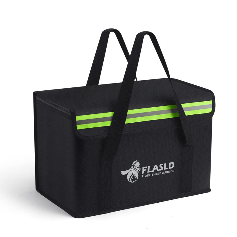 FLASLD Large Fireproof Lipo Bag for 100Ah Lithium Battery Storage and Charging, 14 x 7.8 x 9.5in Waterproof Box for Documents and Valuables - Image 1