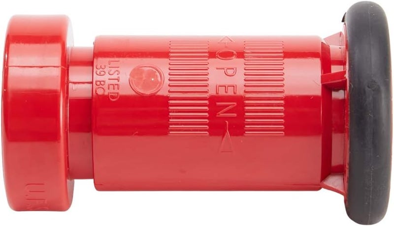 FireHoseDirect Heavy Duty Plastic 1 1/2" Fire Nozzle (NPSH) with Durable Rubber Bumper - Red - Image 1