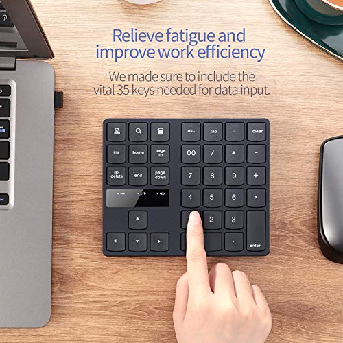 Attoe Numeric Keypad, 35-Keys Portable USB Wireless Numeric Keypad Rechargeable Ultra-Silent External Numeric Pad for MacBook and Windows Laptop - Image 3