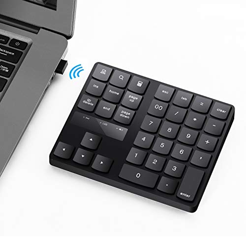 Attoe Numeric Keypad, 35-Keys Portable USB Wireless Numeric Keypad Rechargeable Ultra-Silent External Numeric Pad for MacBook and Windows Laptop - Image 1