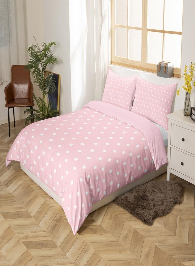 Feelyou Pink White Bedding Set Full Size Kids Polka Dots Comforter Cover for Boys Girls Teens Abstract Duvet Cover Breathable Soft Lightweight Microfiber Modern Room Decor - Image 2