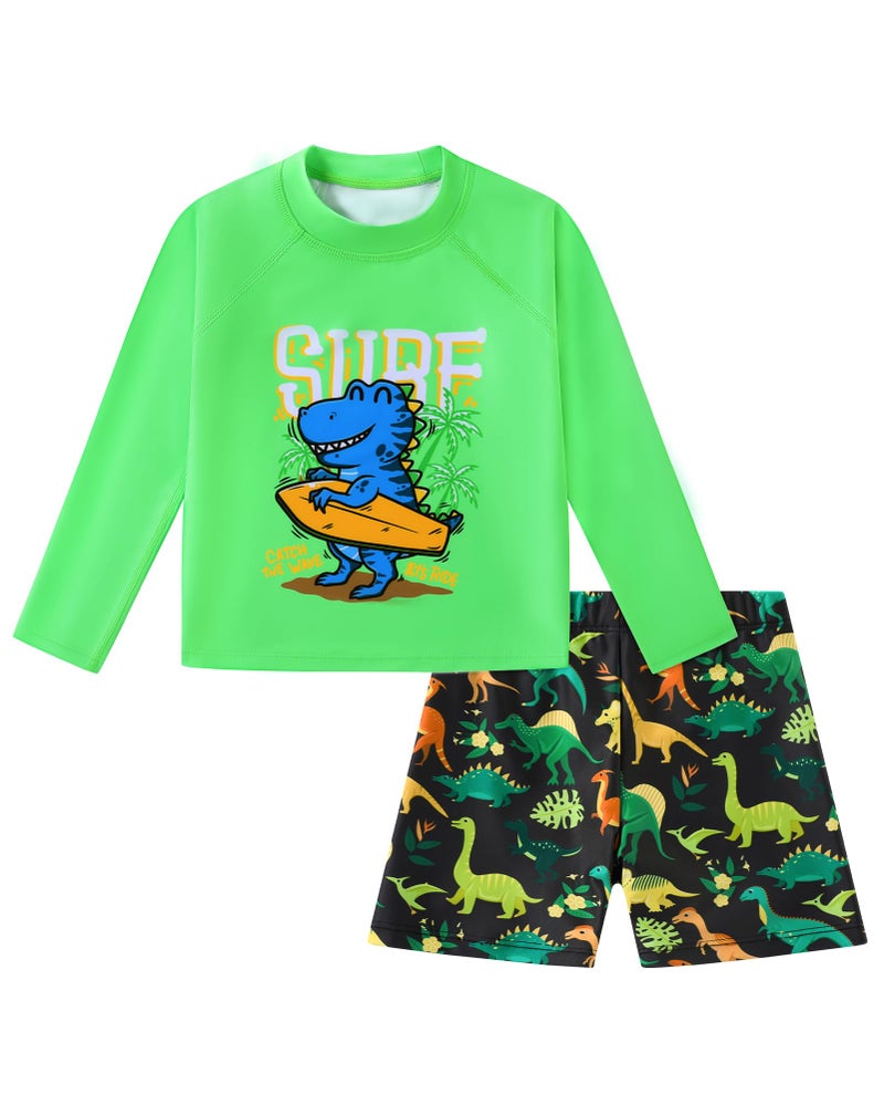 Toddler Bathing Suits for Boys Two Piece Long Sleeved Swimsuit 2t Boys Swimsuit 3t Bathing Suit Boy Summer Beach Set Dinosaur Kids Swimwear 2-3t - Image 1