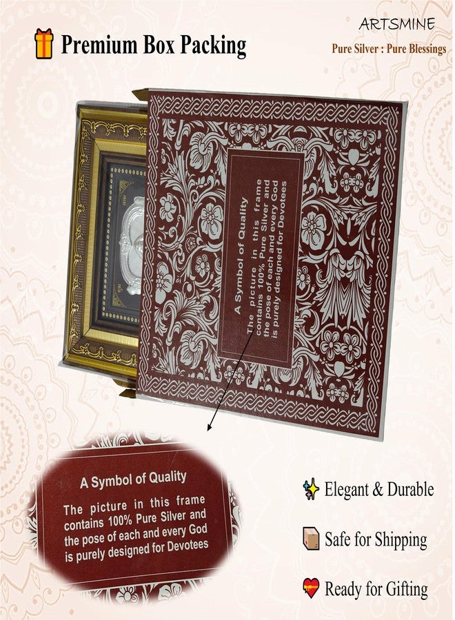 ARTSMINE إطار بالاجي من الفضة عيار 999 من ARTSMINE لغرفة الصلاة | مع شهادة نقاء | المقاس: ارتفاع × طول - 22 × 20 سم (8.5 × 8 بوصة) | إطار فضي للإله فينكاتيسوارا | مناسب لطقوس ديوالي، ديكور منزلي ومكتبي | هدية مثالية لحفلات الانتقال إلى منزل جديد، وحفلات الزفاف، والمناسبات الرسمية - Image 3