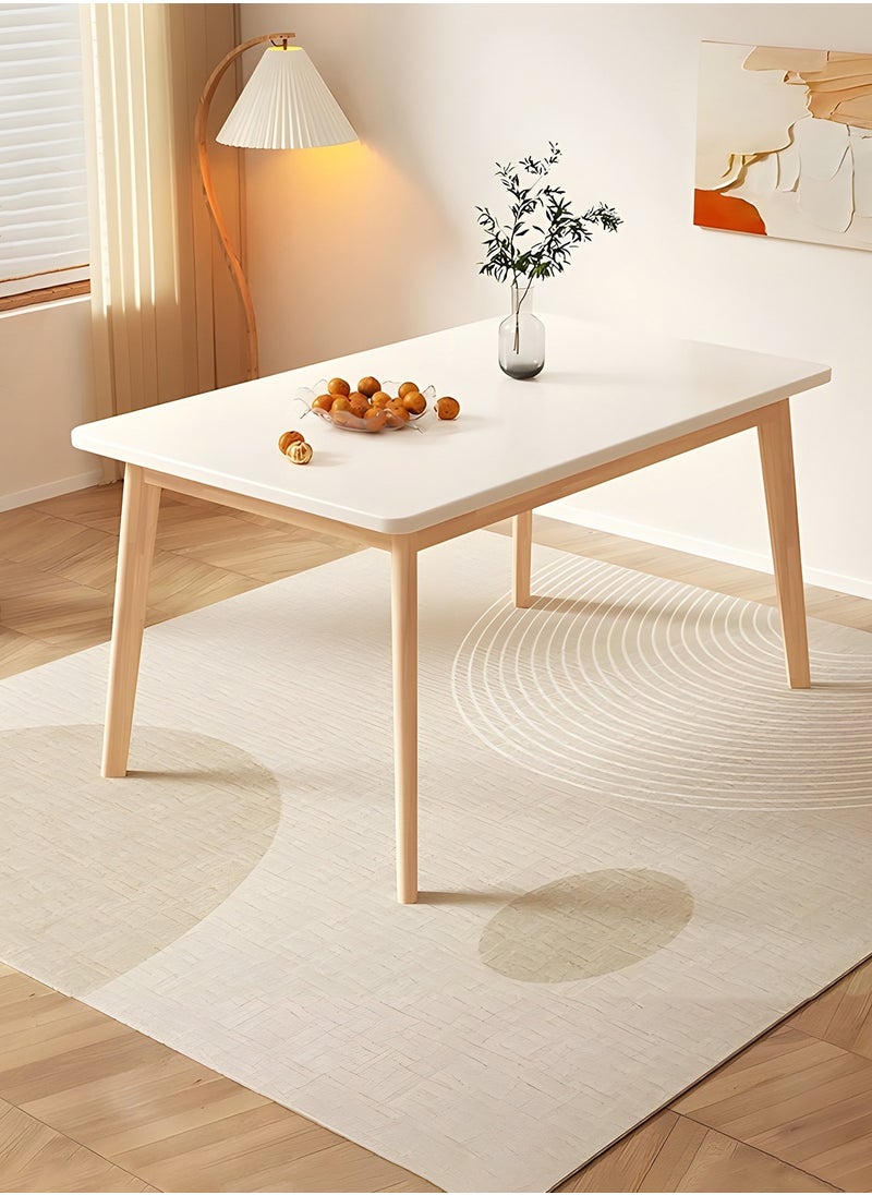 Taimi Modern Dinning Table, Computer Desk, Office Desk, Studying Desk with Solid Wood Legs, Home Office Writing and Study Table White Size: 80x60x75cm  - Image 1