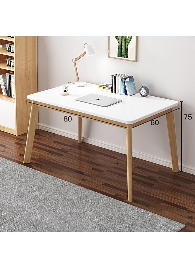 Taimi Modern Dinning Table, Computer Desk, Office Desk, Studying Desk with Solid Wood Legs, Home Office Writing and Study Table White Size: 80x60x75cm  - Image 2