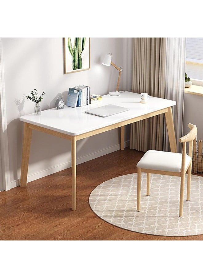 Taimi Modern Dinning Table, Computer Desk, Office Desk, Studying Desk with Solid Wood Legs, Home Office Writing and Study Table White Size: 80x60x75cm  - Image 4