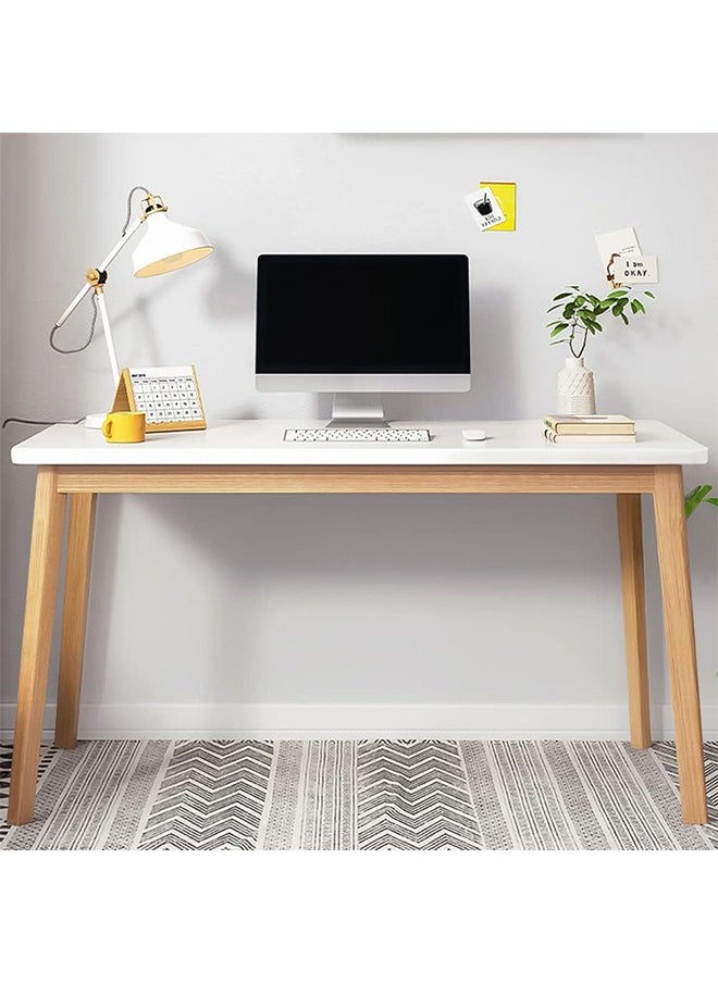 Taimi Modern Dinning Table, Computer Desk, Office Desk, Studying Desk with Solid Wood Legs, Home Office Writing and Study Table White Size: 80x60x75cm  - Image 5