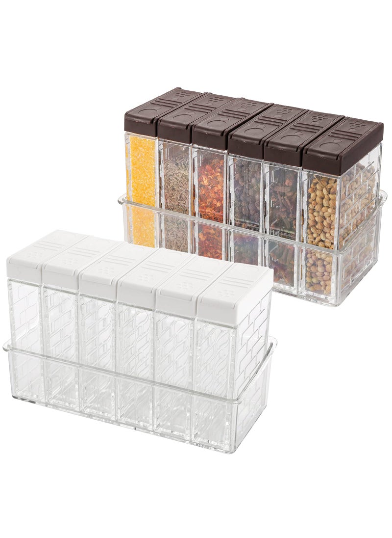 TOPZEA TOPZEA 12 Pcs Spice Shaker Jars Plastic Seasoning Containers Dispenser Travel Seasoning Box with 2in1 Lids Empty Condiment Set for Storage Spice Salt and Pepper Clear 