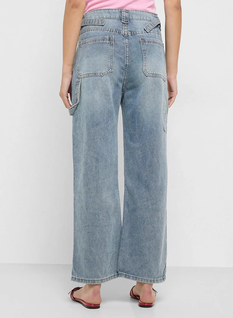 Ginger BLUE High Rise Straight Fit Jeans for Women | Best Price UAE