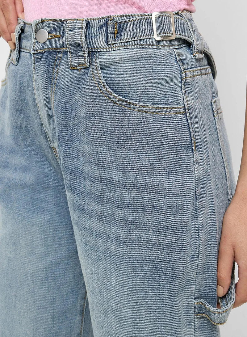 Ginger BLUE High Rise Straight Fit Jeans for Women | Best Price UAE