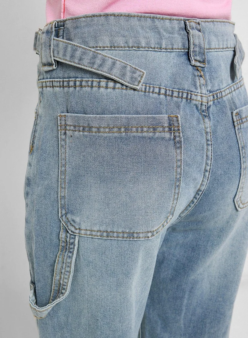Ginger BLUE High Rise Straight Fit Jeans for Women | Best Price UAE