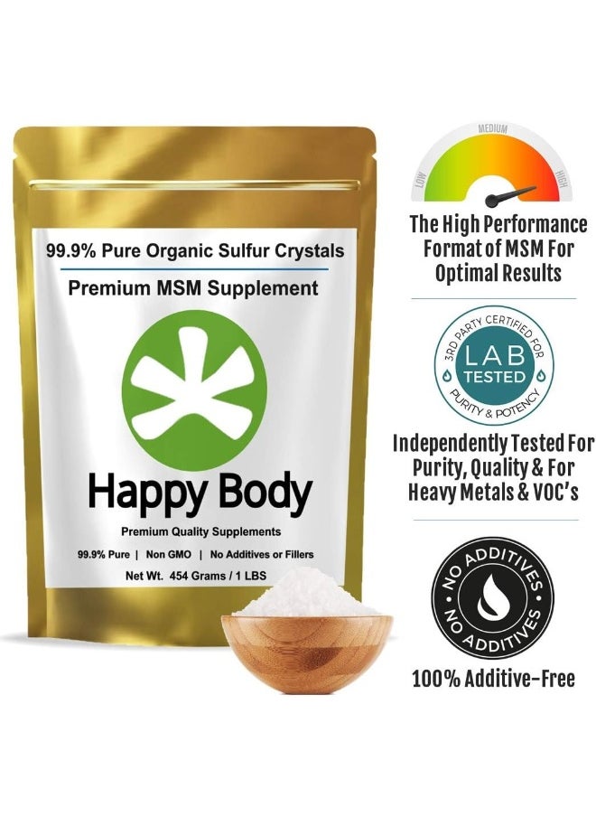 HAPPY BODY Organic Sulfur Crystals, 99.9% Pure Msm Crystals, Premium Msm Supplement - 1 Lbs Pack  - Image 3