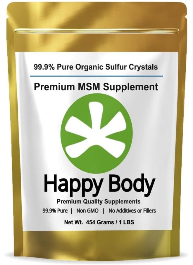 HAPPY BODY Organic Sulfur Crystals, 99.9% Pure Msm Crystals, Premium Msm Supplement - 1 Lbs Pack  - Image 1