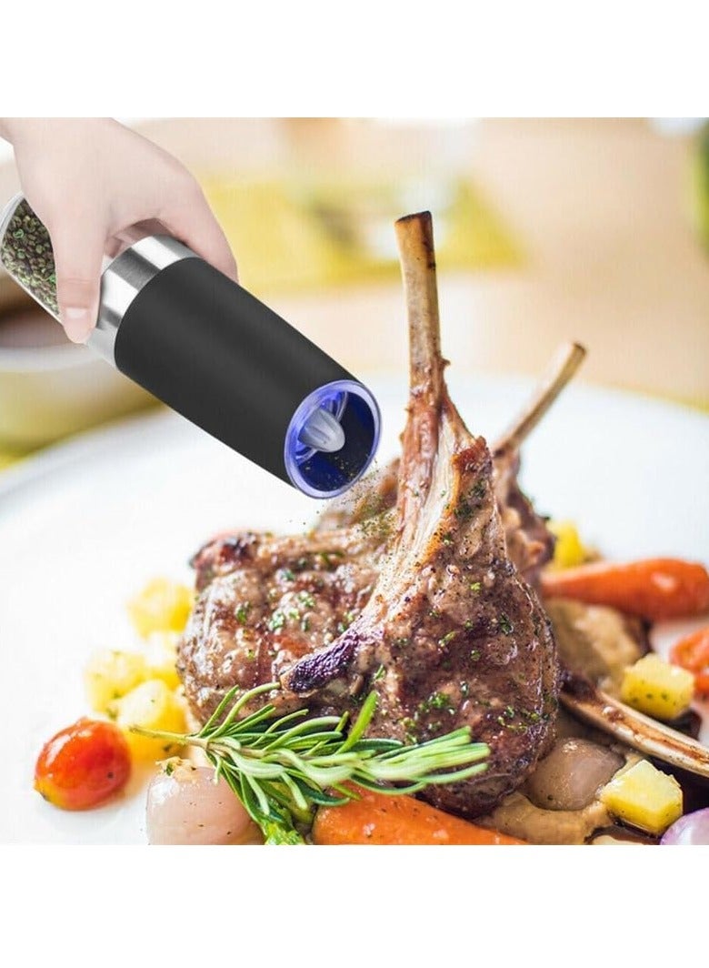 Arabest مطحنة فلفل وملح كهربائية بتقنية الجاذبية، قابلة للتعديل، مطحنة فلفل أوتوماتيكية، مطحنة توابل تعمل بالبطارية، فرشاة عملية، ضوء LED، تعمل بيد واحدة - Image 4