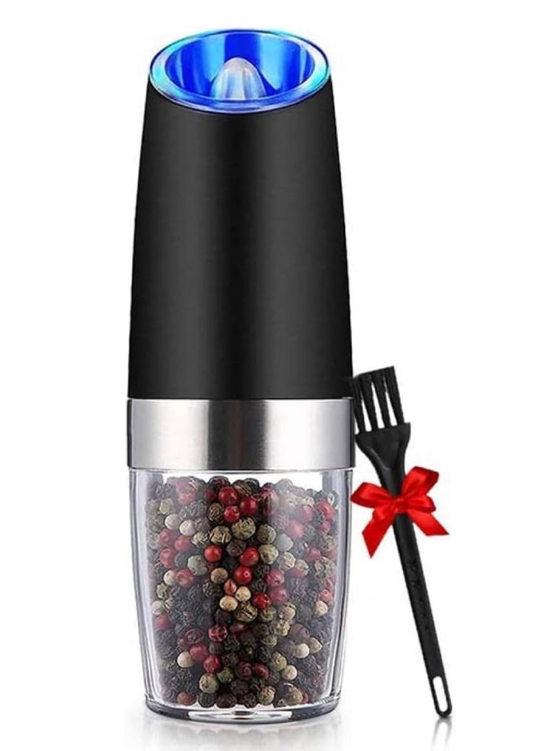 Arabest مطحنة فلفل وملح كهربائية بتقنية الجاذبية، قابلة للتعديل، مطحنة فلفل أوتوماتيكية، مطحنة توابل تعمل بالبطارية، فرشاة عملية، ضوء LED، تعمل بيد واحدة - Image 1