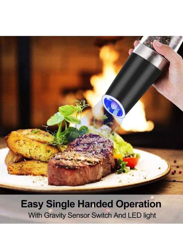 Arabest مطحنة فلفل وملح كهربائية بتقنية الجاذبية، قابلة للتعديل، مطحنة فلفل أوتوماتيكية، مطحنة توابل تعمل بالبطارية، فرشاة عملية، ضوء LED، تعمل بيد واحدة - Image 5