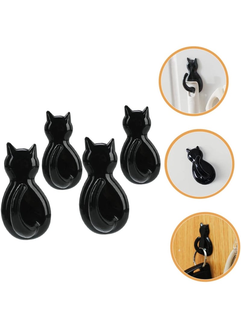 Cat-Shaped Stainless Steel Wall Hooks – Set of 2 – Available in Black & White – Cute and Durable  - Image 2
