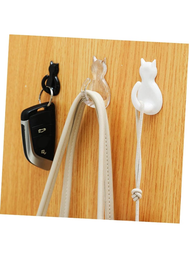 Cat-Shaped Stainless Steel Wall Hooks – Set of 2 – Available in Black & White – Cute and Durable  - Image 1