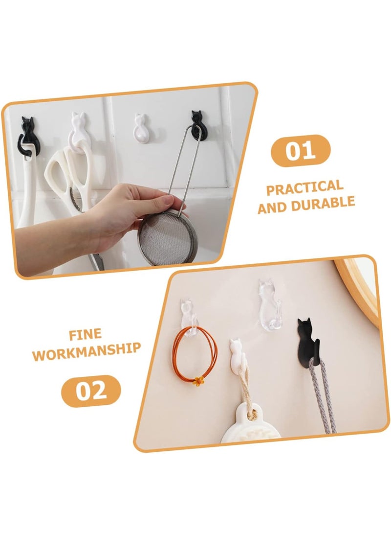 Cat-Shaped Stainless Steel Wall Hooks – Set of 2 – Available in Black & White – Cute and Durable  - Image 5