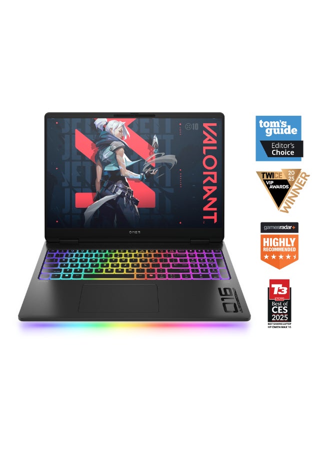 HP لابتوب الألعاب OMEN MAX 16-AH0006NE / شاشة 16 بوصة WQXGA 240Hz / معالج Intel Core Ultra 7-255HX / 32GB ذاكرة DDR5 RAM / 1TB SSD / 12GB NVIDIA GeForce RTX 5070 / ويندوز 11 هوم ظل أسود - Image 1