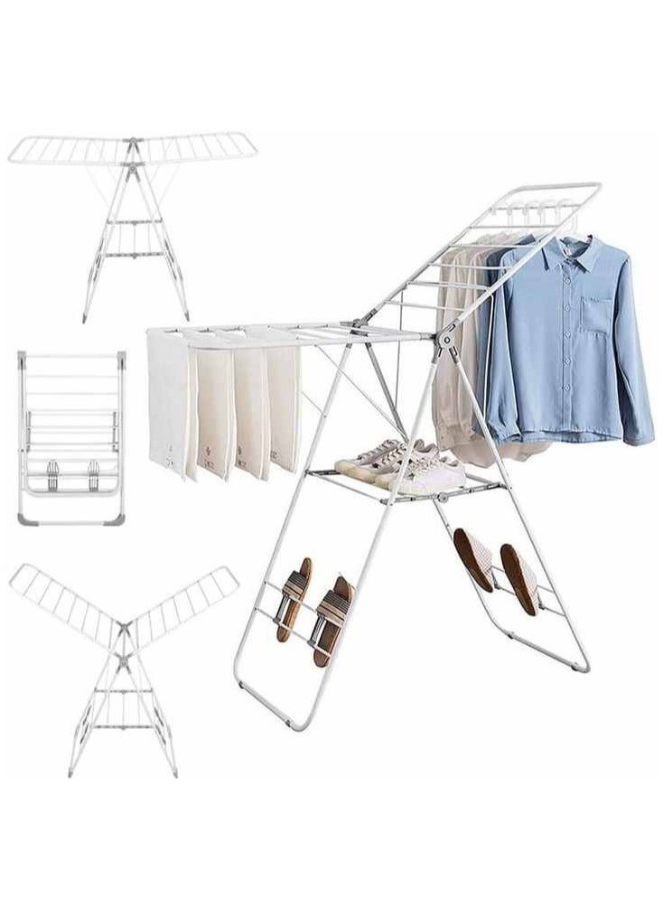 Alissa Cloth Drying Stand Stainless Steel Foldable Clothes Dryer Easy Storage Laundry Hanging Rack With Shoe Holder (145x95CM)  - Image 4