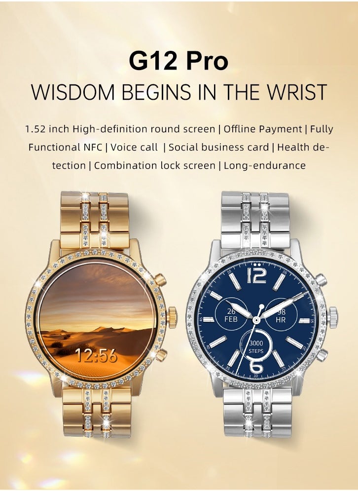 AROAQ - G12 Pro 1.52 Inch High Definition Round Screen Smart Watch Fully Functional NFC - Image 1