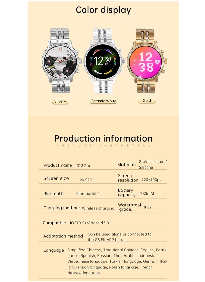 AROAQ - G12 Pro 1.52 Inch High Definition Round Screen Smart Watch Fully Functional NFC - Image 1