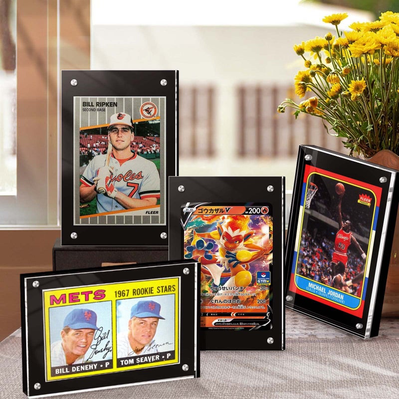 tutata Acrylic Card Display Frame  Magnetic Trading Card Display Frames Desktop Display and Protector - 2 Sets Black - Image 5