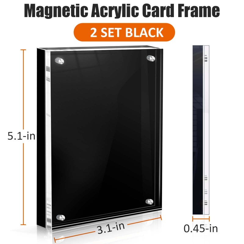 tutata Acrylic Card Display Frame  Magnetic Trading Card Display Frames Desktop Display and Protector - 2 Sets Black - Image 2