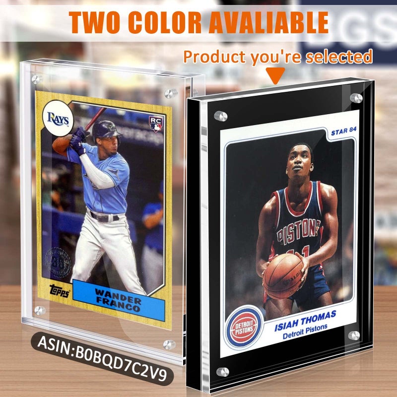 tutata Acrylic Card Display Frame  Magnetic Trading Card Display Frames Desktop Display and Protector - 2 Sets Black - Image 4