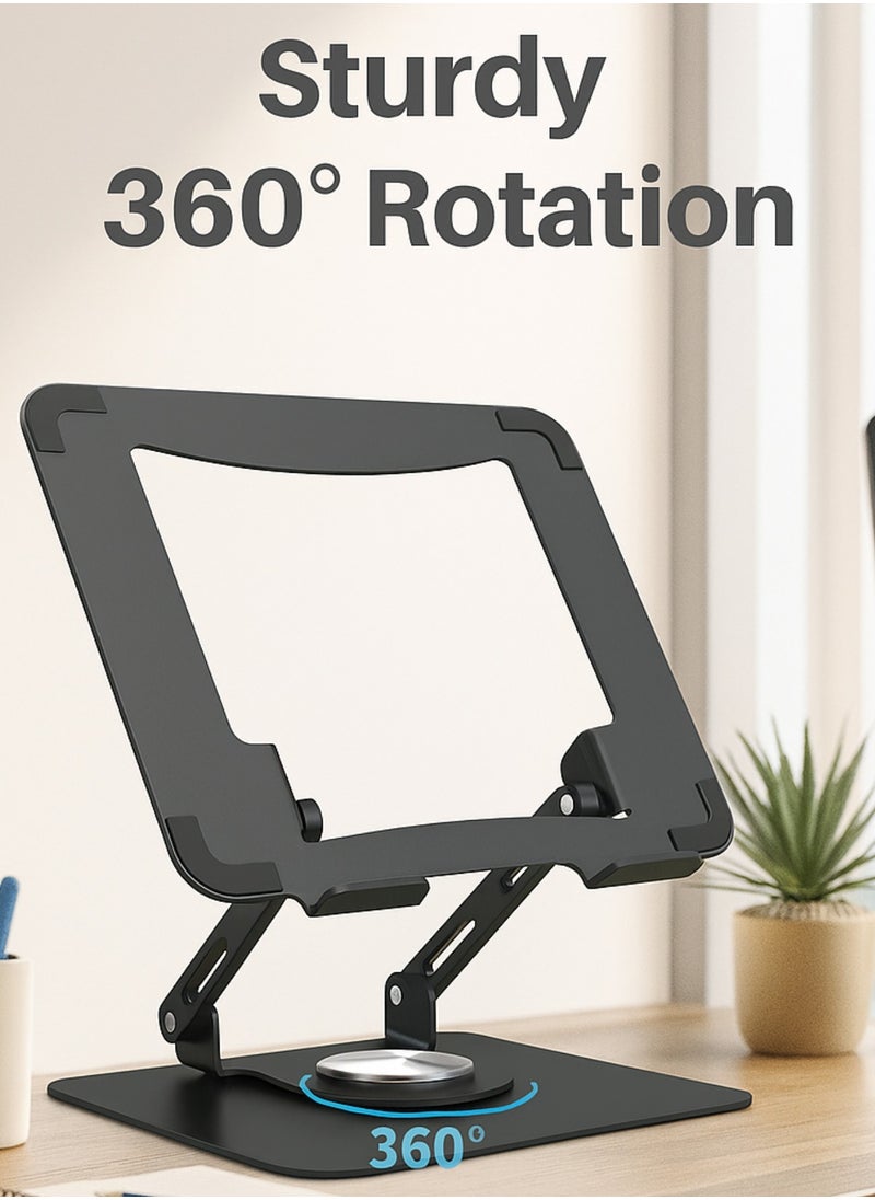 F.A.M.S Laptop Stand 360° – Adjustable Height & Angle, Aluminum Foldable Riser with L-Key, Heat Dissipation, Anti-Slip – Fits 13” to 16” Laptops & Tablets  - Image 1