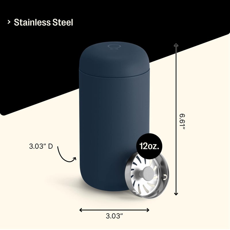 Fellow 12 oz Carter Move Travel Mug - Vacuum-Insulated Stainless Steel Travel Coffee Mug - Coffee Tumbler with Ceramic Interior and Splash Guard - Stone Blue - Image 5