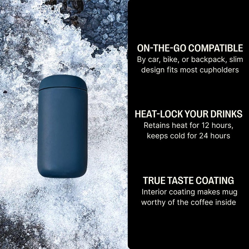 Fellow 12 oz Carter Move Travel Mug - Vacuum-Insulated Stainless Steel Travel Coffee Mug - Coffee Tumbler with Ceramic Interior and Splash Guard - Stone Blue - Image 3