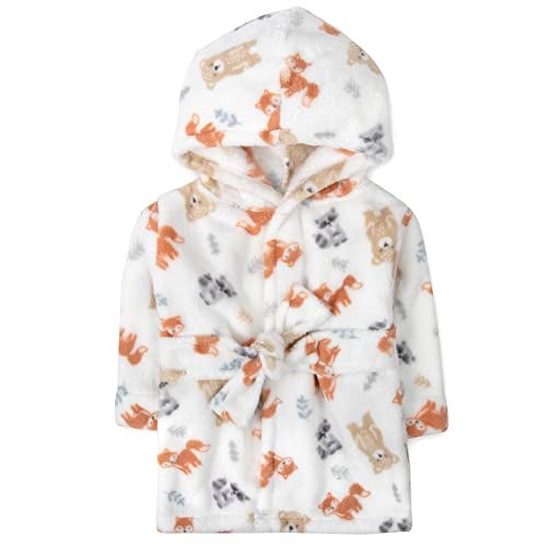 Baby Essentials Baby and Infant Bath Robe with Hood and Baby Beach Cover Up for Boys and Girls 09 Months Forest Friends 