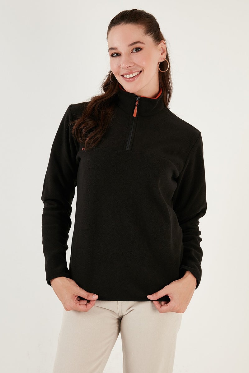 Lela Slim Fit Soft Textured Anti-Pilling Non-Pilling Half Zipper Polar Women's POLAR 5907000 - Image 1