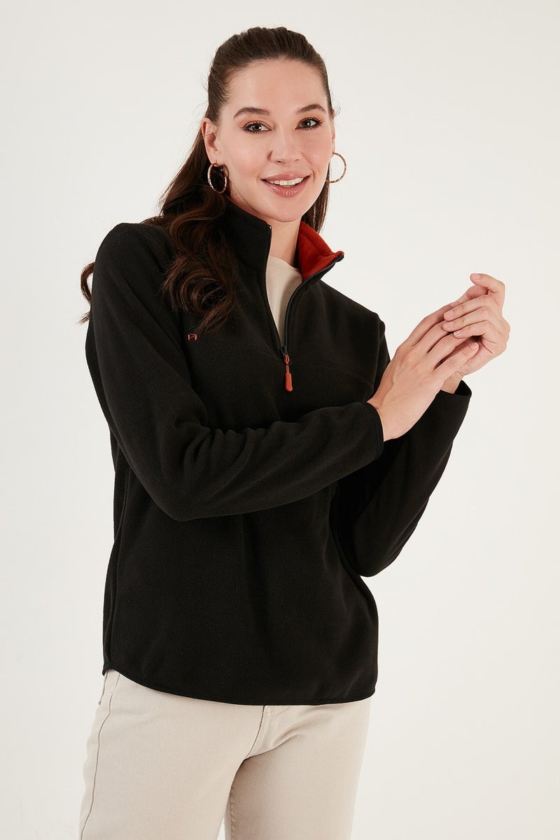 Lela Slim Fit Soft Textured Anti-Pilling Non-Pilling Half Zipper Polar Women's POLAR 5907000 - Image 3