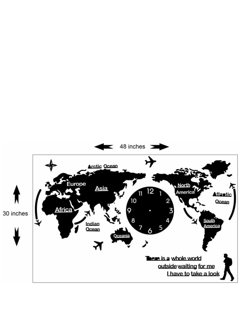 Acrylic World Map Wall Clock.World Map Wall Art Clock Modern Hanging Clock. Acrylic World Map with Clock Set for Living Room Bed Room & Best Item for Gift  - Image 2