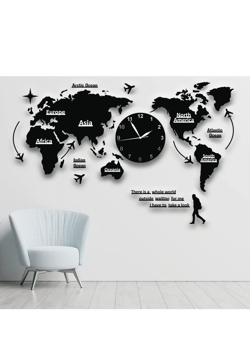 Acrylic World Map Wall Clock.World Map Wall Art Clock Modern Hanging Clock. Acrylic World Map with Clock Set for Living Room Bed Room & Best Item for Gift  - Image 3