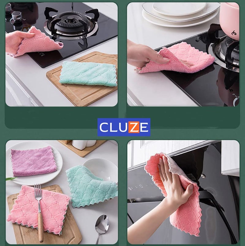 CLUZE Microfiber Cleaning Cloth, Kitchen Towels, Double-Sided Microfiber Towel Lint Free Highly Absorbent Multi-Purpose Dust and Dirty Cleaning Supplies for Kitchen Car Cleaning - Image 4