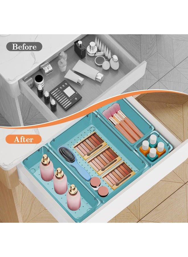 SpaceHacks 25 PCS Plastic Drawer Organizer Set, 4-Size Versatile Organizer Trays & Storage Bins for Makeup, Jewelry, and Gadgets in Bathroom, Bedroom and Office, Sea Blue - Image 4