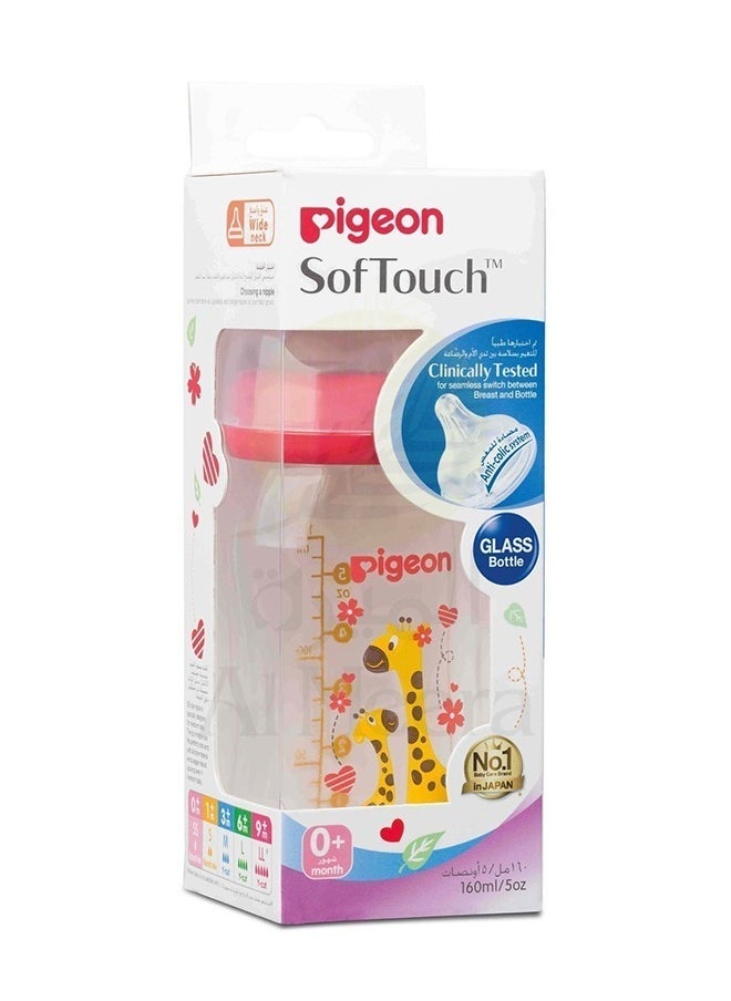 pigeon SofTouch Wide Neck Glass Bottel Peristatic Plus Design, 160ml, Assorted  - Image 2