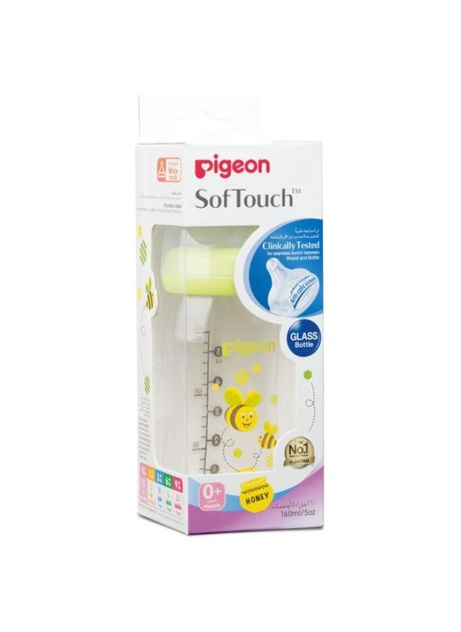 pigeon SofTouch Wide Neck Glass Bottel Peristatic Plus Design, 160ml, Assorted  - Image 1