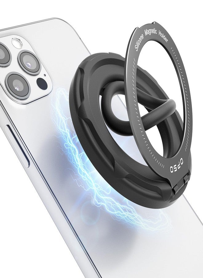 OPSO Magnetic Phone Ring Holder for MagSafe, 360 Degree Rotation Silicone Finger Ring Grip Stand Holder, Adjustable Kickstand, Compatible with iPhone 16 15 14 13 12/Pro/Max, Samsung and All Smartphone - Image 1
