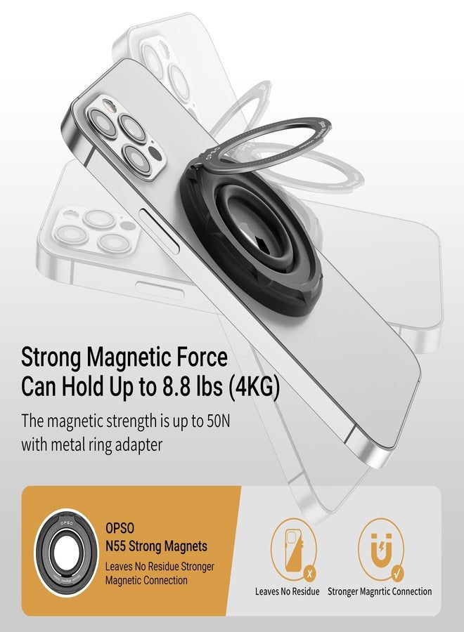 OPSO Magnetic Phone Ring Holder for MagSafe, 360 Degree Rotation Silicone Finger Ring Grip Stand Holder, Adjustable Kickstand, Compatible with iPhone 16 15 14 13 12/Pro/Max, Samsung and All Smartphone - Image 2
