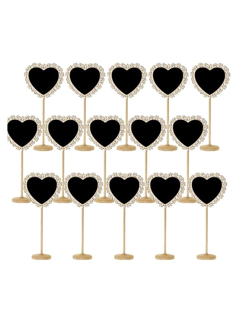Generic 15 Pcs Mini Portable Wooden Blackboard, Small Chalkboard Signs Love Heart Shape Food Signs for Wedding, Birthday Parties, Table Numbers and Special Event Decoration  - Image 5