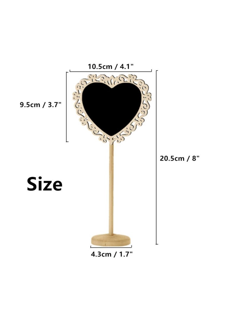 Generic 15 Pcs Mini Portable Wooden Blackboard, Small Chalkboard Signs Love Heart Shape Food Signs for Wedding, Birthday Parties, Table Numbers and Special Event Decoration  - Image 3